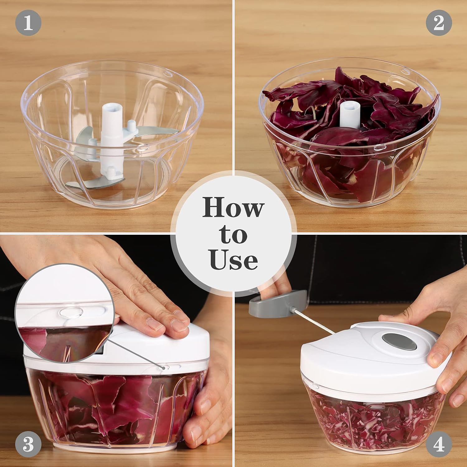 Manual Food Chopper, Vegetable Cutter, Chopper, Hand String Chopper, Smoothie Blender -900ml Manual Food Chopper, Vegetable Cutter, Chopper, Hand String Chopper, Smoothie Blender -900ml